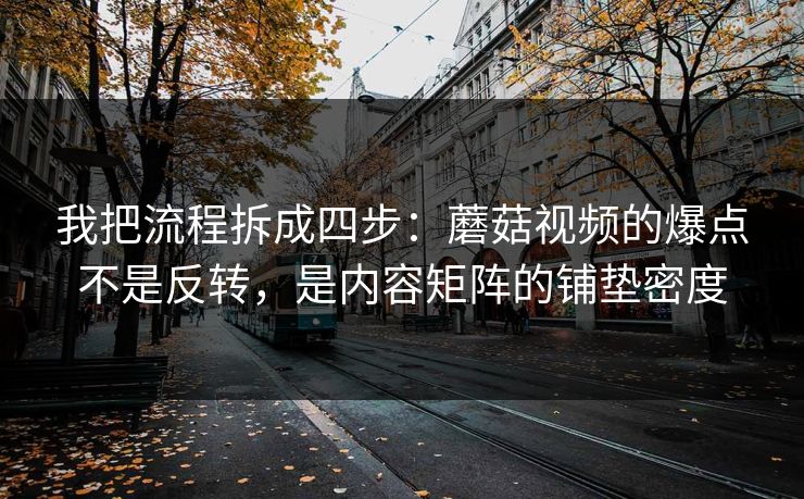 我把流程拆成四步：蘑菇视频的爆点不是反转，是内容矩阵的铺垫密度