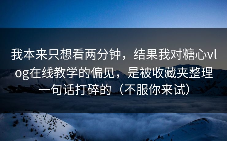 我本来只想看两分钟，结果我对糖心vlog在线教学的偏见，是被收藏夹整理一句话打碎的（不服你来试）