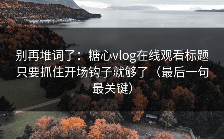 别再堆词了：糖心vlog在线观看标题只要抓住开场钩子就够了（最后一句最关键）
