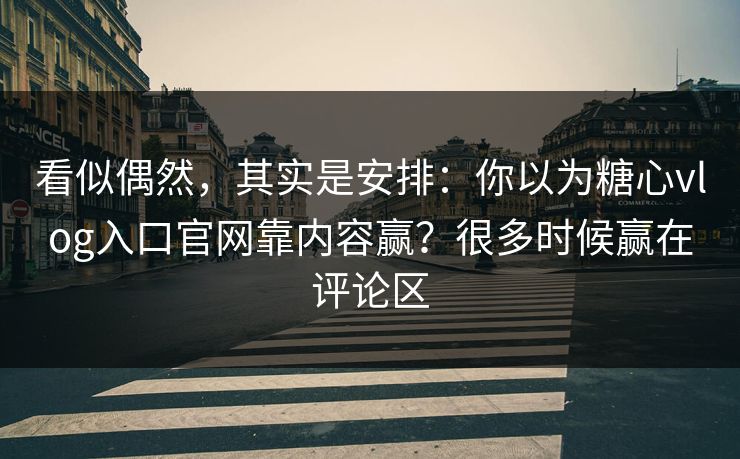 看似偶然，其实是安排：你以为糖心vlog入口官网靠内容赢？很多时候赢在评论区