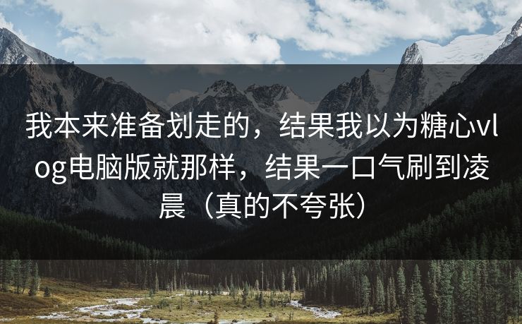 我本来准备划走的，结果我以为糖心vlog电脑版就那样，结果一口气刷到凌晨（真的不夸张）