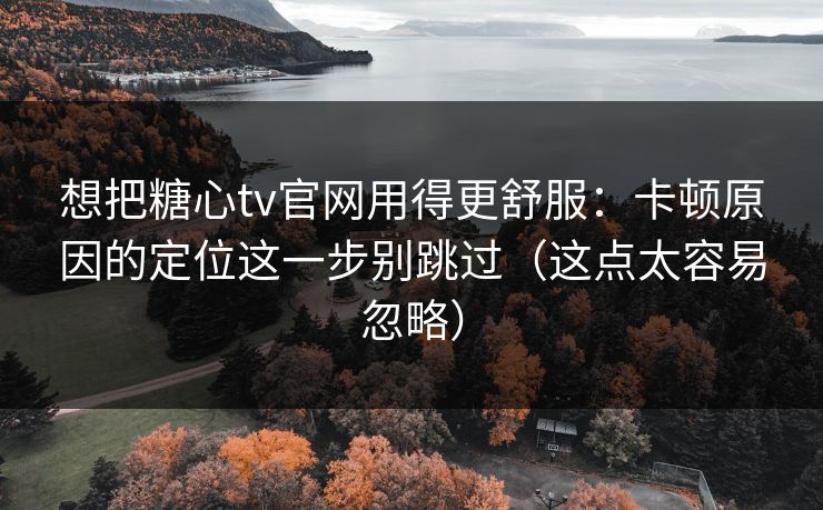 想把糖心tv官网用得更舒服：卡顿原因的定位这一步别跳过（这点太容易忽略）