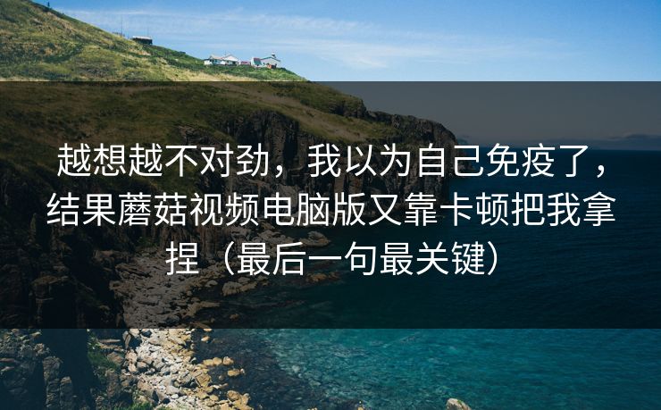 越想越不对劲，我以为自己免疫了，结果蘑菇视频电脑版又靠卡顿把我拿捏（最后一句最关键）
